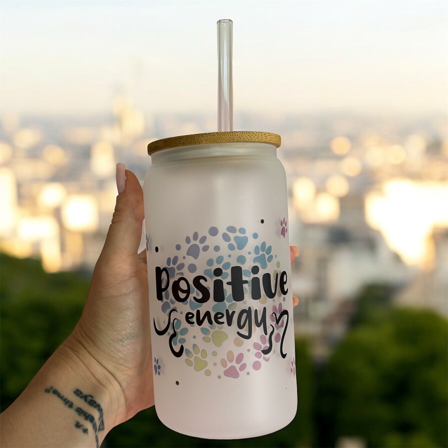 🌸Bicchiere di vetro ''Positive Vibes''🌸