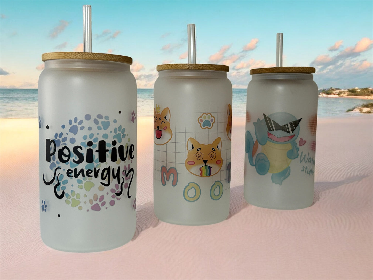 Bicchiere di vetro Positive Energy - Tappo in bamboo