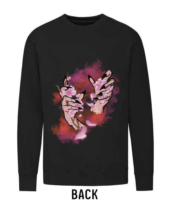 Felpa Unisex Sakura Blossom Hand - Lightweight Raglan Japan Asian Style