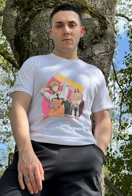 T-shirt unisex Chainsow Man Trio del chaos - Anime manga fanmade