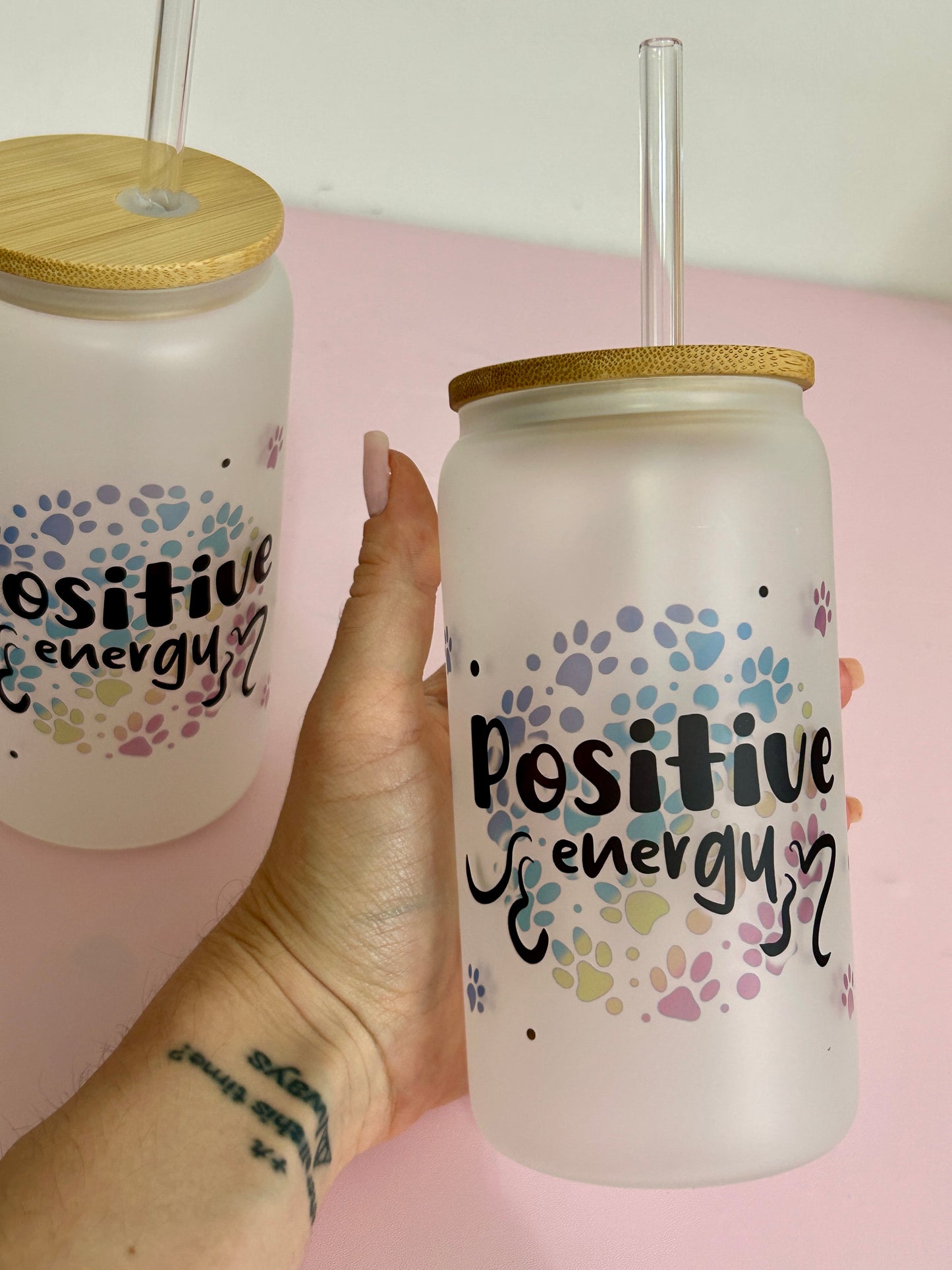 Bicchiere di vetro Positive Energy - Tappo in bamboo
