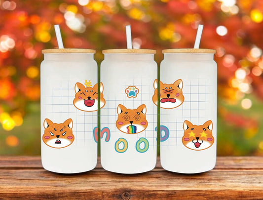 Bicchiere in vetro "Inu Mood" - Tappo in bamboo